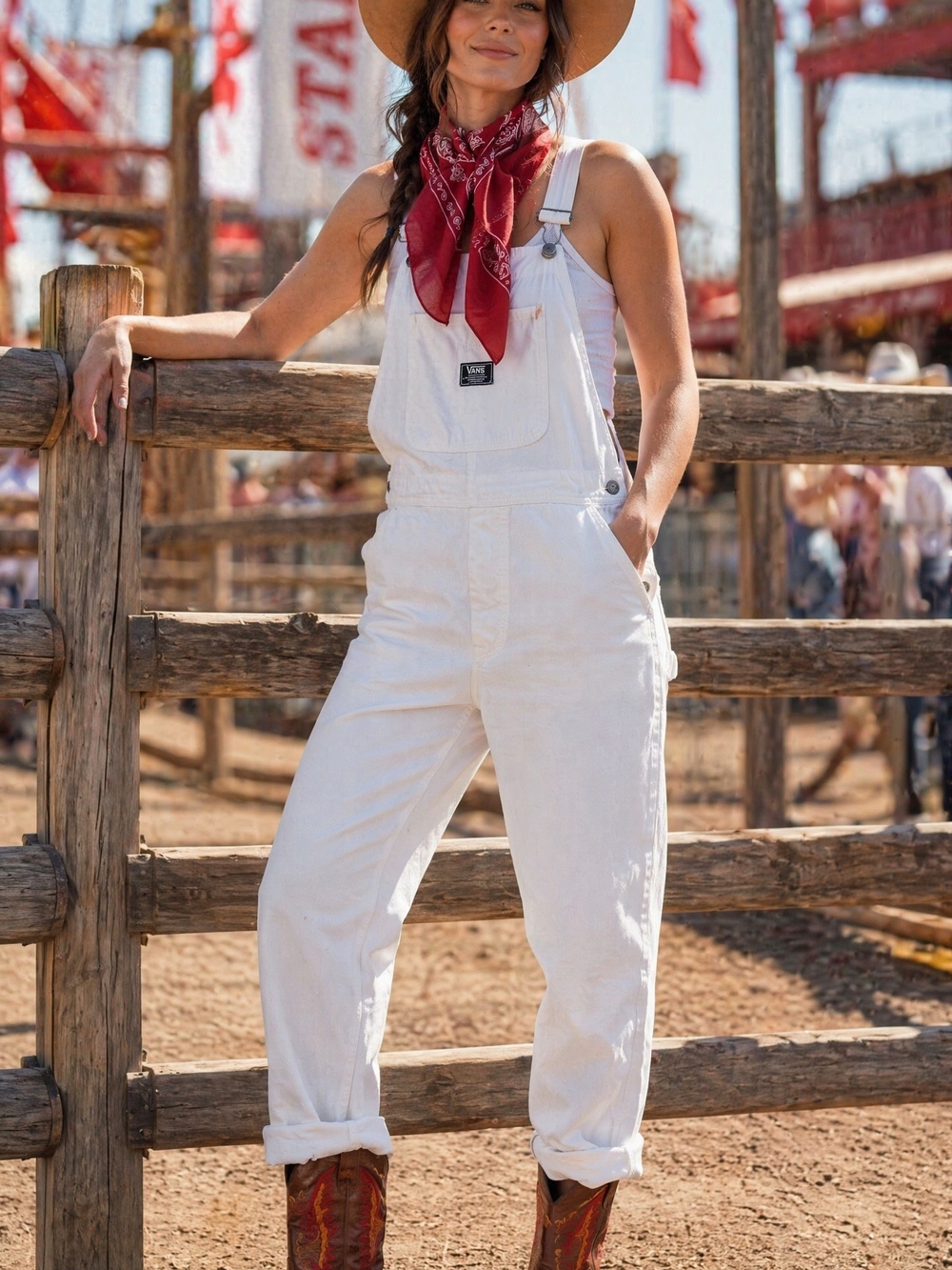Vans White Ground Work Overalls - Perfect for Calgary Stampede! 🤠